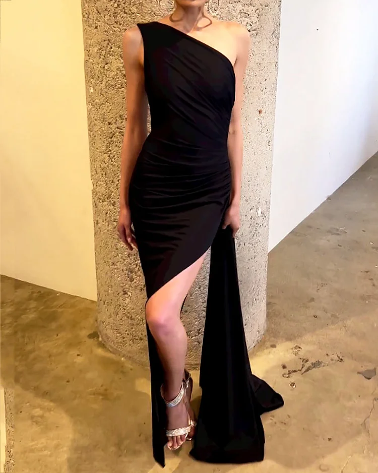 Fashion Sexy Solid Color Slit Dress