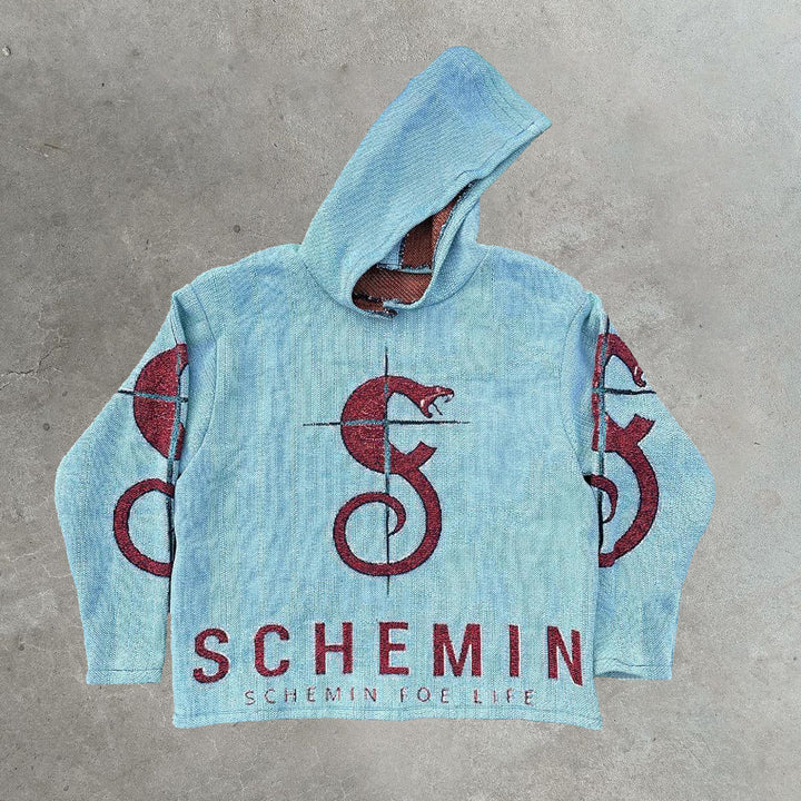 Hip-Hop Mamba Totem Casual Street Tapestry Knit Hooded Sweater