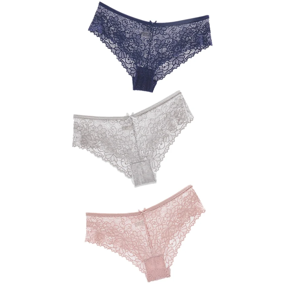 3Pcs Hot Panties for Woman Underwear Sexy Lace Breathable Soft Lingerie Female Briefs Panty Sexy Transparent Women's Underpants
