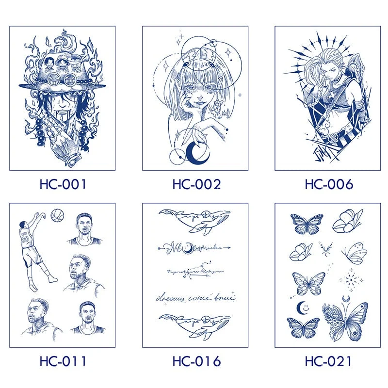 Basketball Anime Flower Butterfly Text Art Festival Cute Cool Waterproof Full Body Arm Men and Women Natural Temporary Tattoos