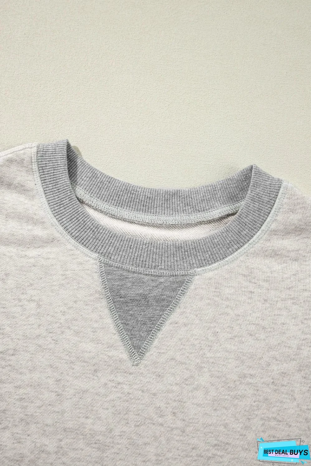 Light Grey Color Block Thumbhole Sleeve Drop Shoulder Sweatshirt