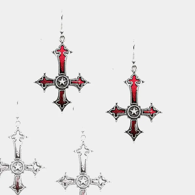 Halloween Gothic Cross Earrings Ear Clip