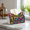 DIY Diamond Art Tissue Box Holder Love Design PULeather Crystal Mosaic Desktop Organizer Bag Resin Rhinestone Storage Organizer Gem Art Home Office Decor Craft Gift for Women