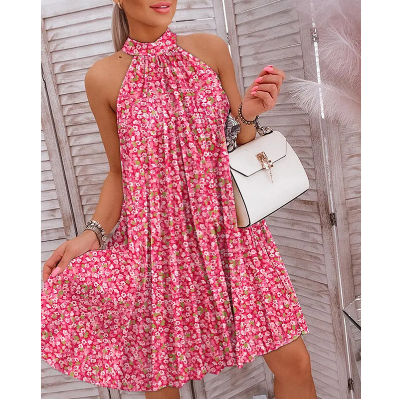 Mature Women Summer Halterneck Printed Dress