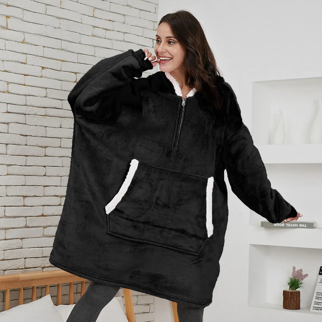 Oversized Hoodie Blanket with Sleeves Men Women Sweatshirt Winter Fleece Streetwear Sherpa Giant Hoodies sudaderas con capucha