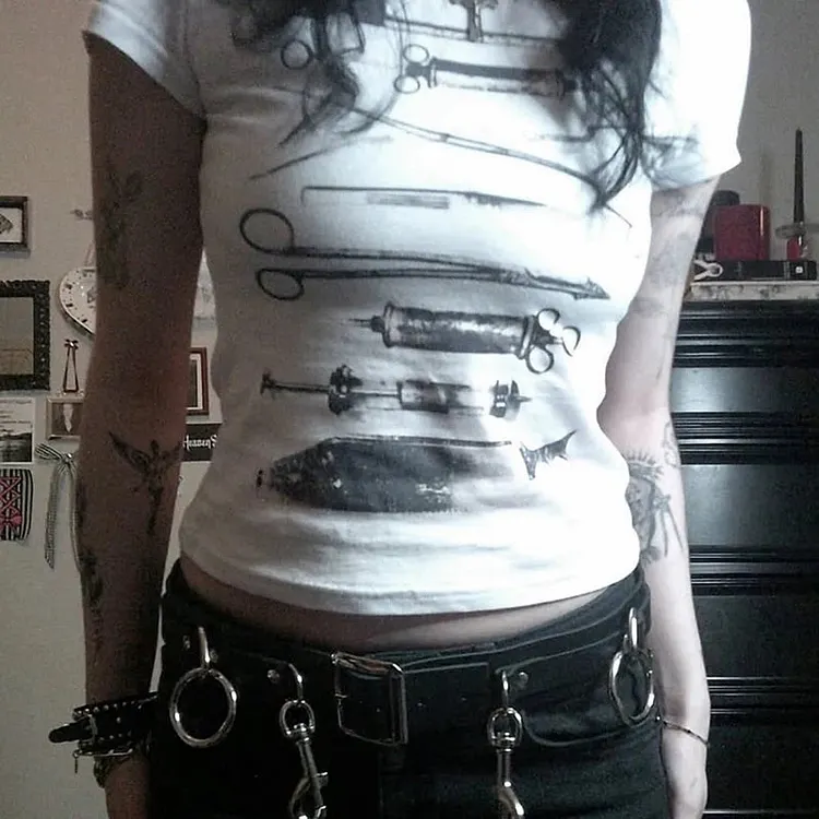 Fairy Grunge Letter Print Cotton T-shirt