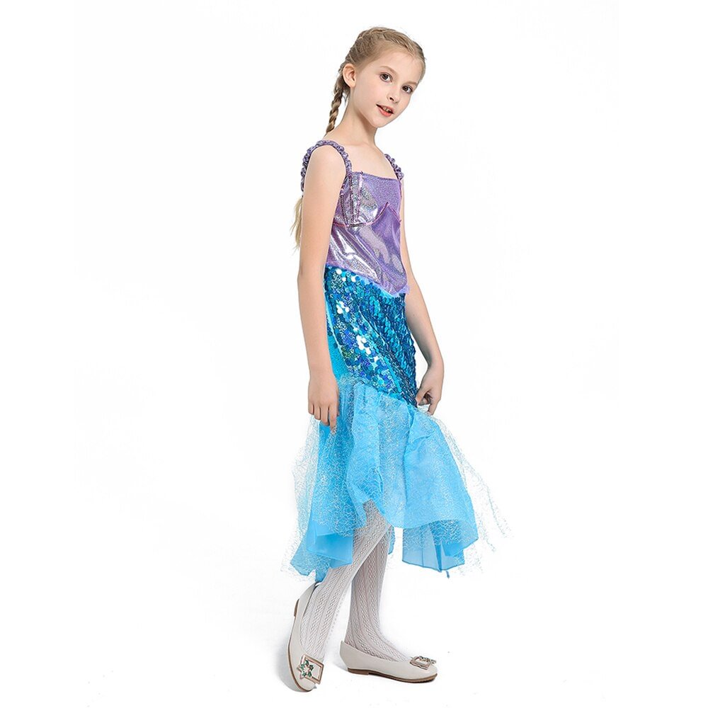 Kids Girl Little Mermaid Fancy Dress Cosplay Princess Costume-elleschic