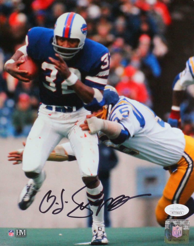 OJ Simpson Signed Buffalo Bills Run In Bloody Pants 8x10 HM Photo Poster painting- JSA W *Black