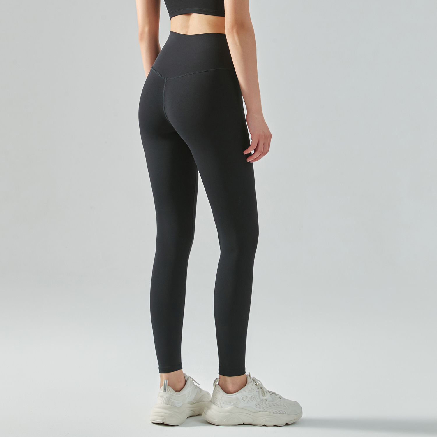 Different types of high waisted butt lifting comfort stretchy yoga leggings without front seam online shopping on Hergymclothing Black