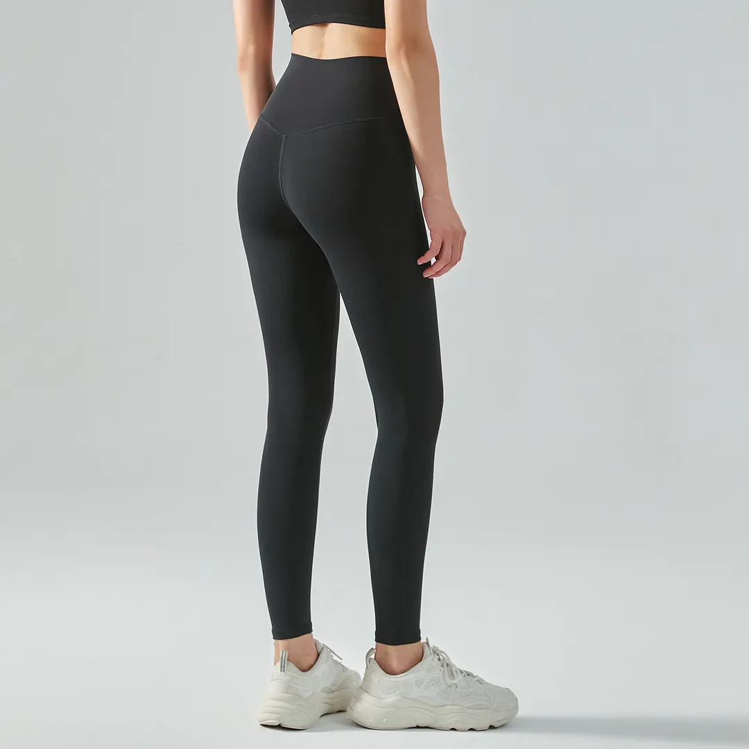 Different types of high waisted butt lifting comfort stretchy yoga leggings without front seam online shopping on Hergymclothing Black