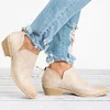 Plain  Chunky  Low Heeled  Point Toe  Casual Ankle Boots