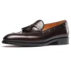 Handmade Mens Brown Leather Boat Loafers Dress Wedding Shoes