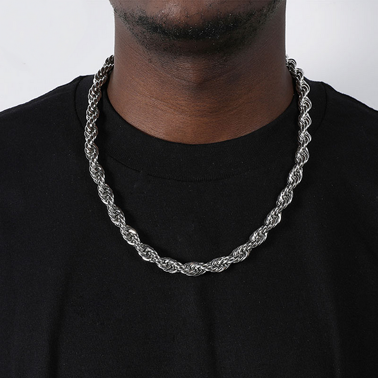 10MM Hip Hop Rope Chain Gold Silver Color Men Necklace Jewelry-VESSFUL
