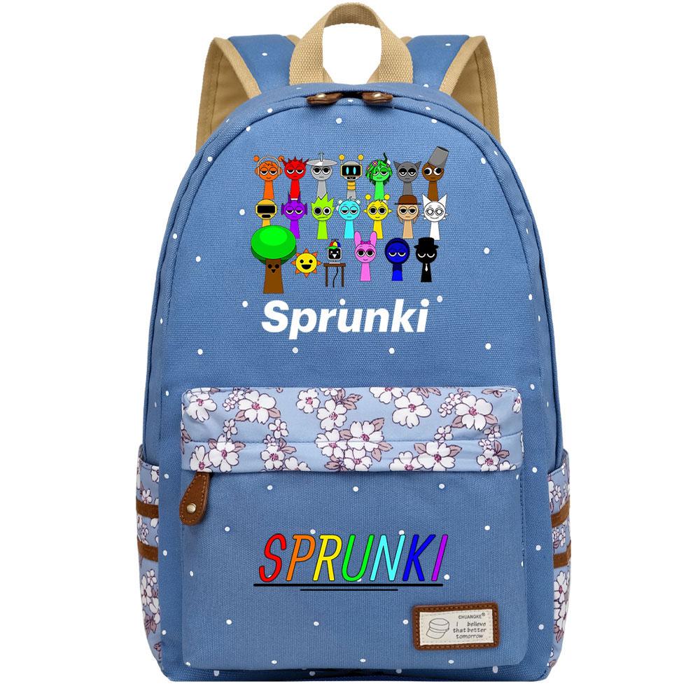 Mayoulove Sprunki Pattern Backpack Lightweight Design with Multi-Pocket Functionality for School-Mayoulove