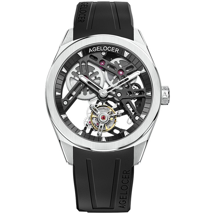Agelocer Sport Series Male Manual Mechanical Tourbillon Watch-Rubber Strap