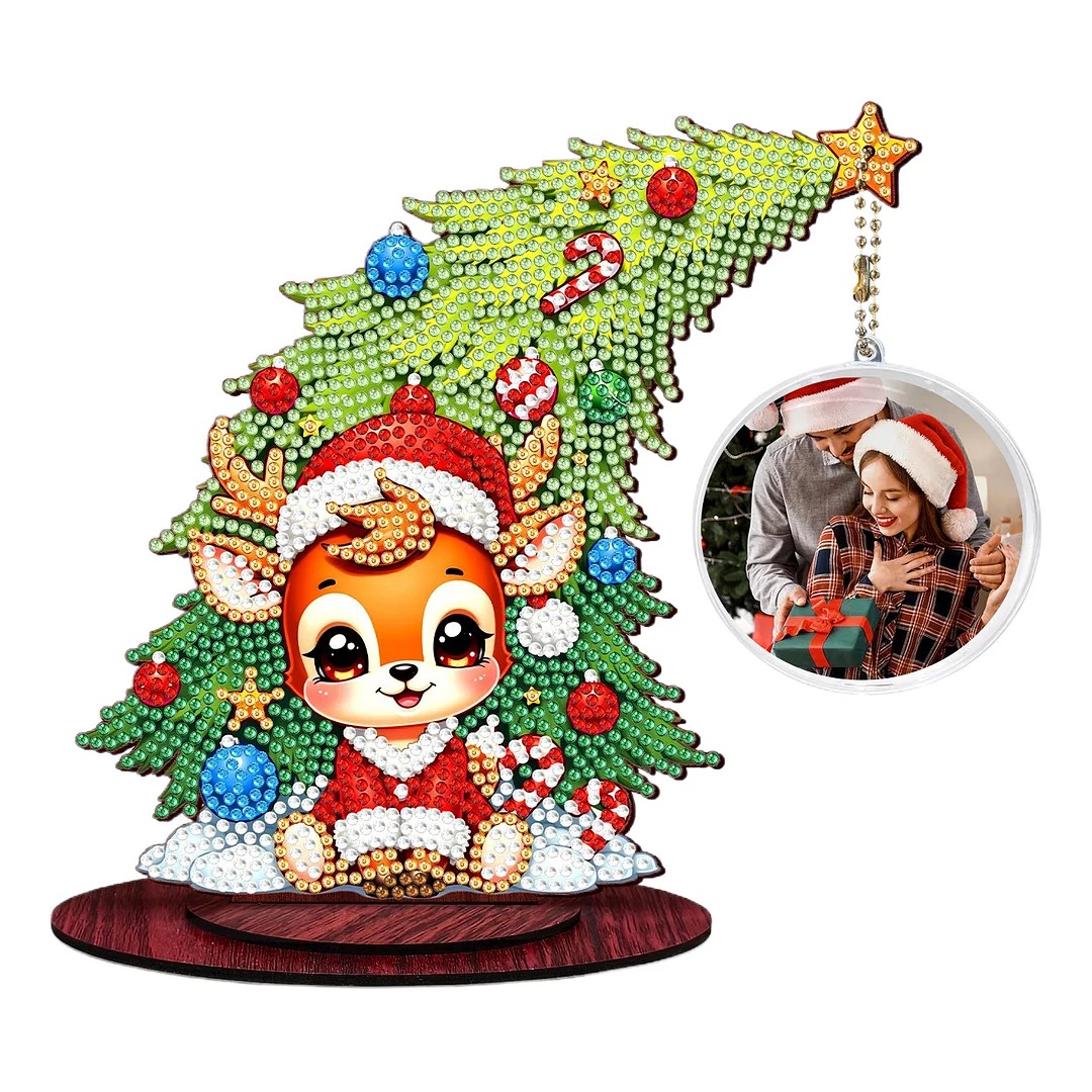 Photo Christmas Tree 5D DIY Diamond Art Tabletop Wood Decorations Ornament Kits