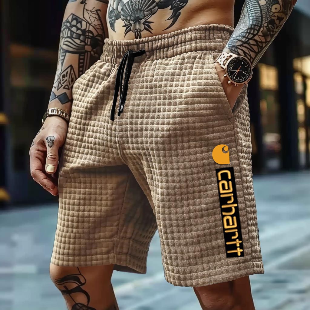 Men's Carhartt Quilted Graphic T-Shirt for Men - Perfect for Casual Wear and Everyday Style Vintage Check Quilted Surfing Elastic Drawstring Walkshort Shorts