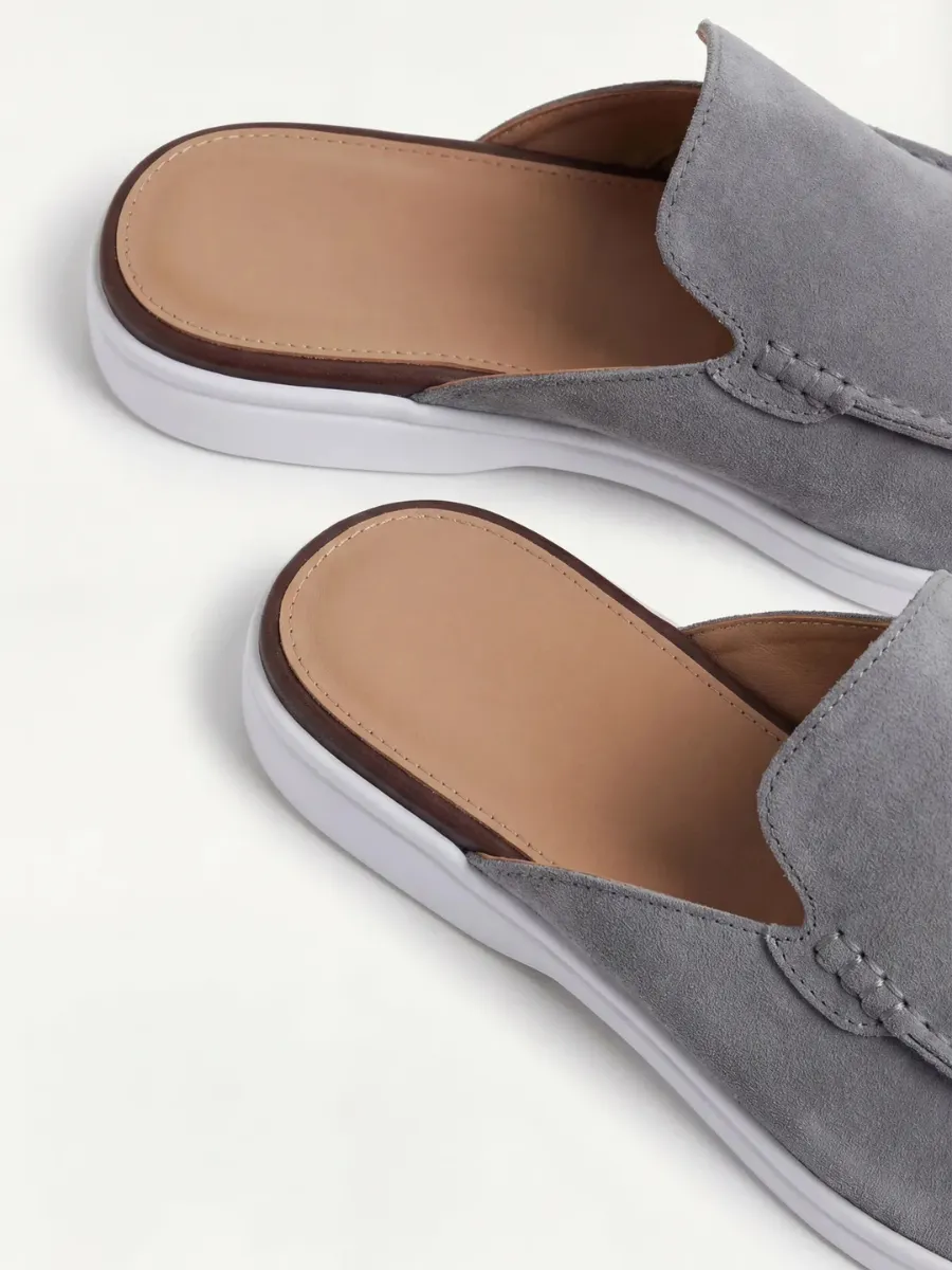 Men's Leather Slip-On Mules &ndash; Yacht Loafers &ndash; Grey &ndash; view 2
