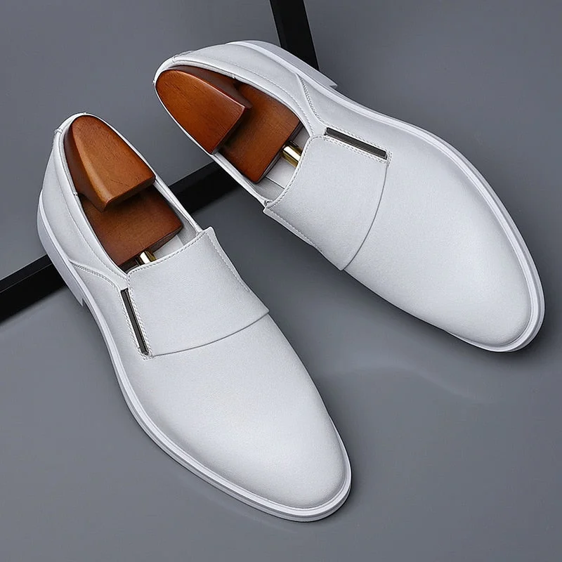 White Leather Shoes Men&#39;s Leather Spring Breathable 2022 New Formal Business Derby Shoes Man Casual English Shoes for Men