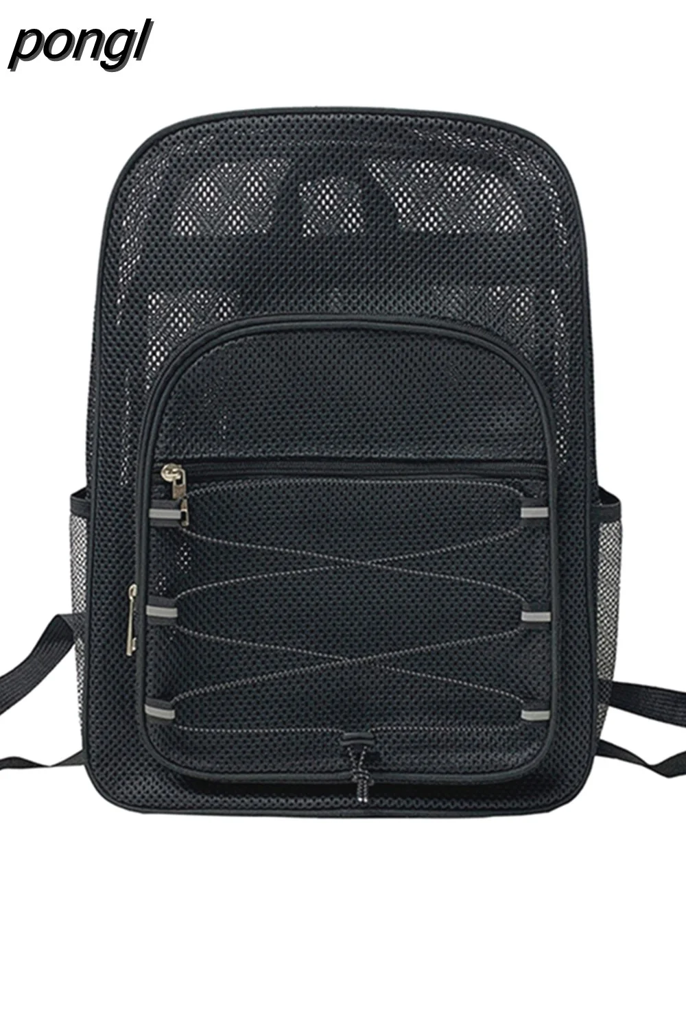 pongl Fashion Women Transparent Backpacks Mesh Backpack for Boys and Girls Light Weight Rucksack Travel Gym Bags Black Student Bag