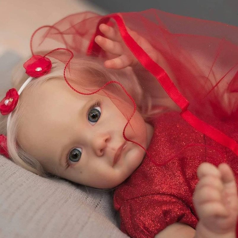 [Holiday Gift] Reborn Blond Girl Doll Hannah 15'' Soft Weighted Body Real Lifelike Reborn Doll Set with "Heartbeat" and Coos