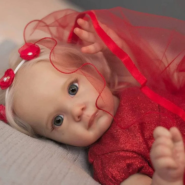 [Holiday Gift] Reborn Blond Girl Doll Hannah 17"-22" Soft Weighted Body Real Lifelike Silicone Reborn Doll Set With Heartbeat💖 & Sound🔊 Rebornartdoll® RSAW-Rebornartdoll®