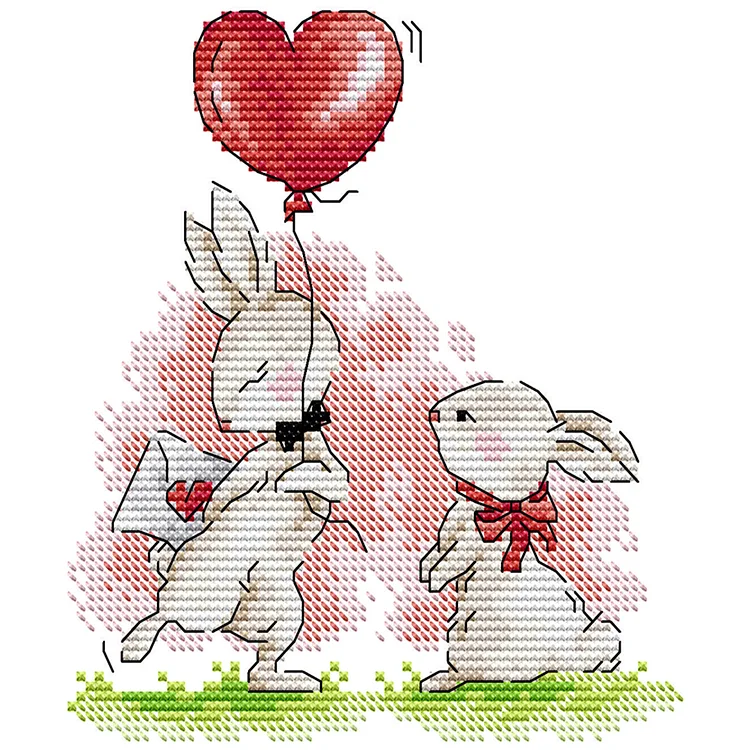 Joy Sunday Bunny First Date 14CT Stamped Cross Stitch 17*18CM