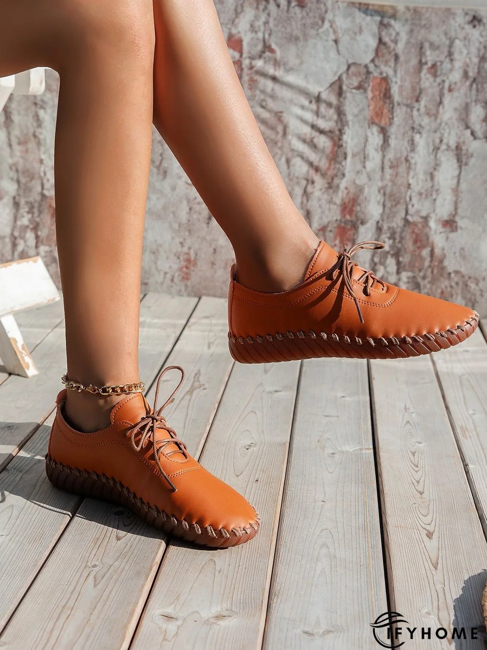 Casual Plain Lace-Up Flat Shoes | IFYHOME