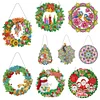 5D DIY Special Shaped Diamond Painting Christmas Hanging Wreath With Lamp String Kit