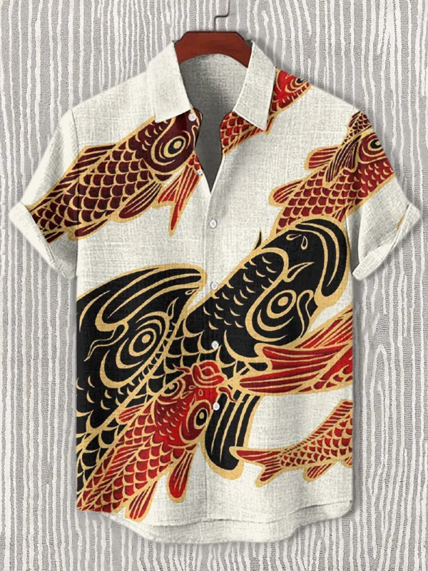 Men's Carp Fish Japanese Art Print Casual Shirt