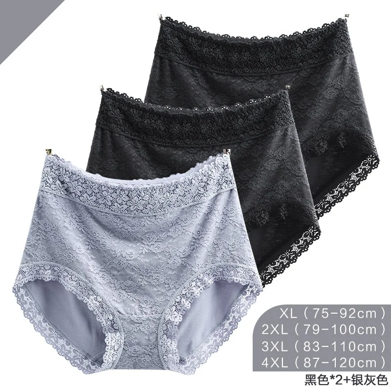 Plus Size Underwear Panties High Fit Sexy Lace High Waist  Women Butt Lifting Slimming Large Size Panties Lady Tummy Control Big