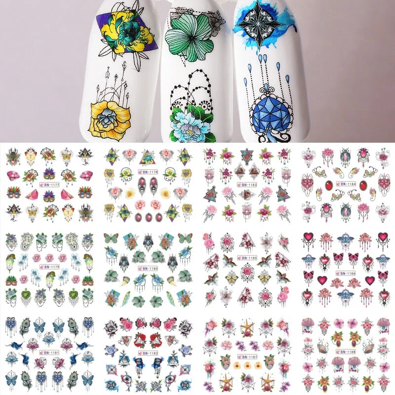 Harunouta 12pcs Black Snake Nail Stickers Wave Line Transfer Sliders Decoration Abstract Image Nail Art Designs Water Decals