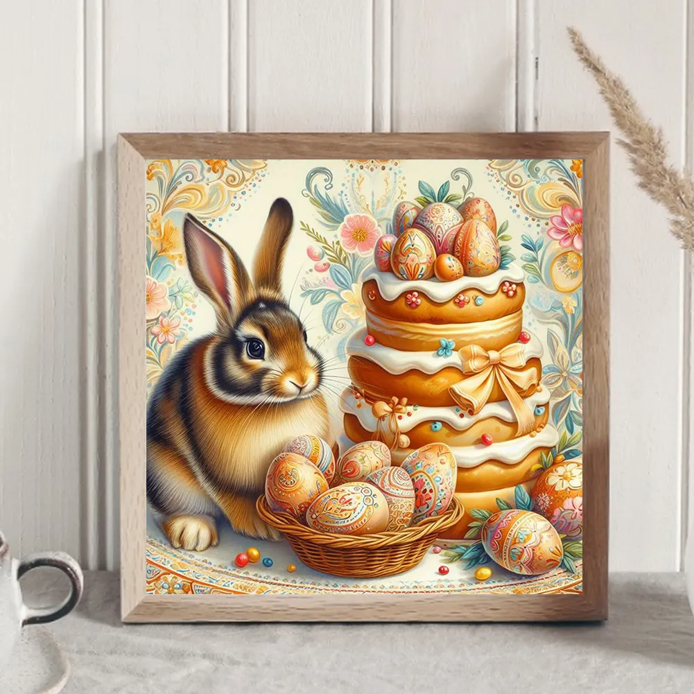 Diamond Painting - Full Round Drill - Easter Bunny Cake(Canvas|30*30cm)