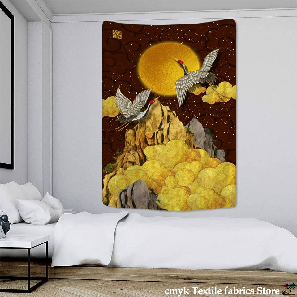 Koi Impression Painting Tapestry Wall Hanging Bohemian Style Hippie Tapiz Witchcraft Psychedelic Home Decor