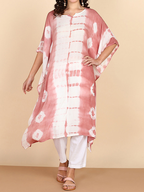 Tie-dyed Half Sleeve Loose Casual Midi Dress