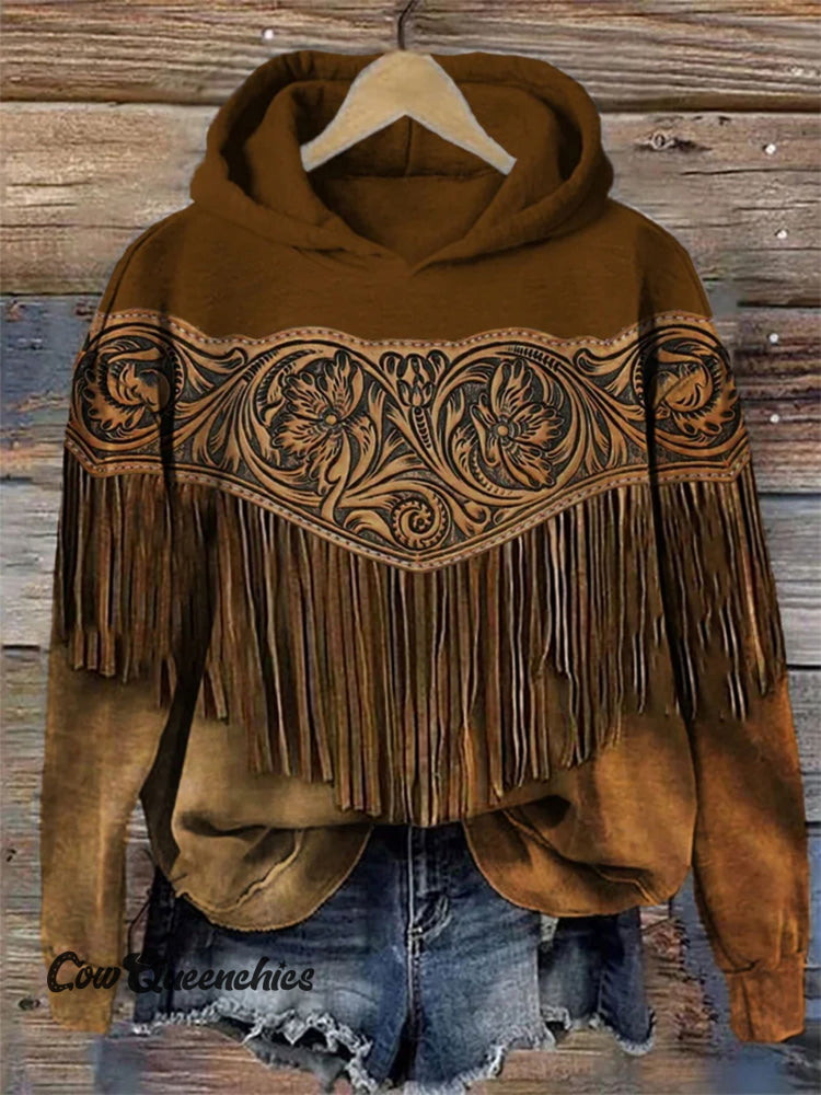 Retro Floral Pattern Art Print Casual Sweatshirt Brown / S