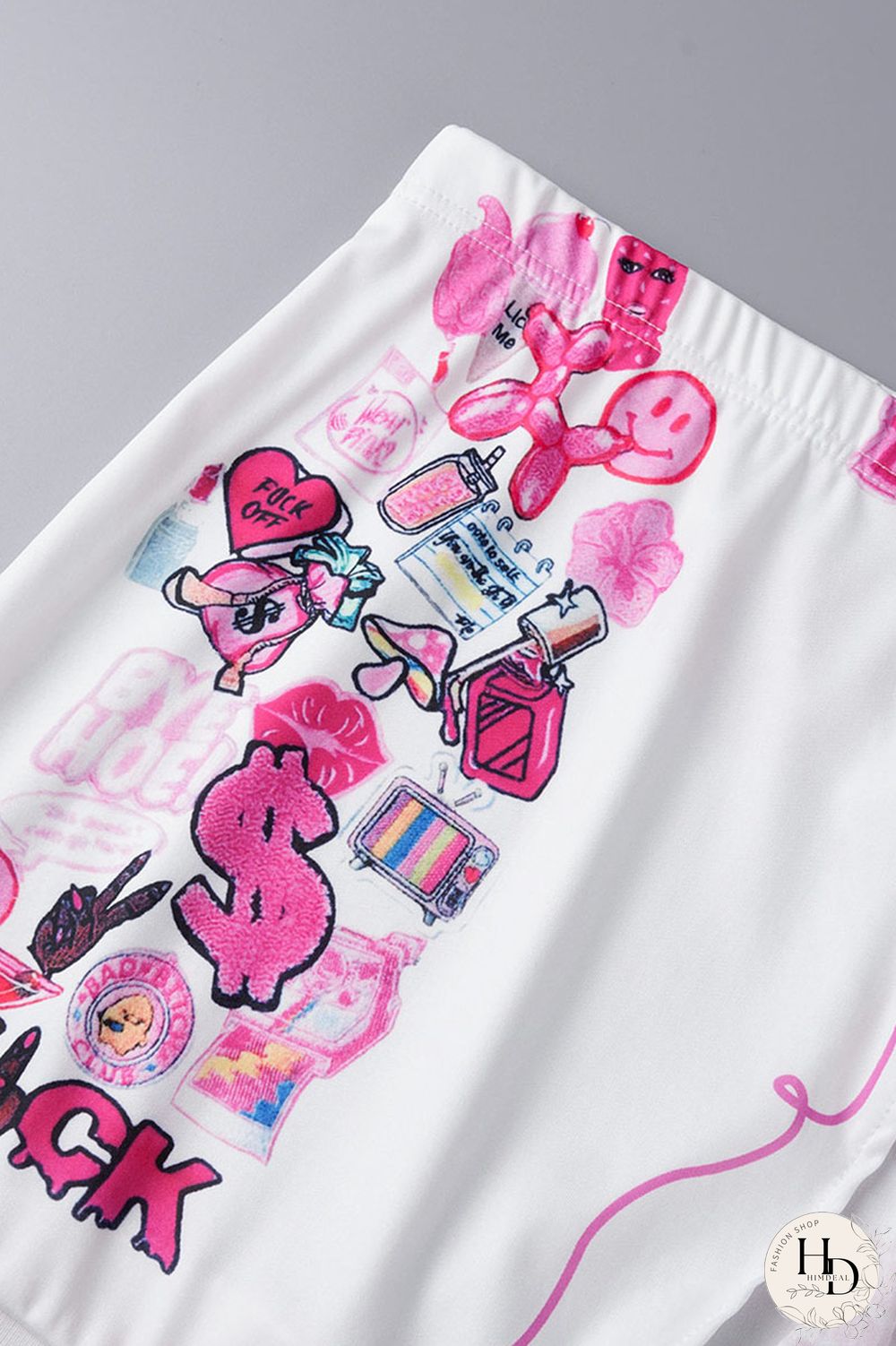 Black Sexy Print Patchwork Buckle Slit Short Sleeve Two Pieces