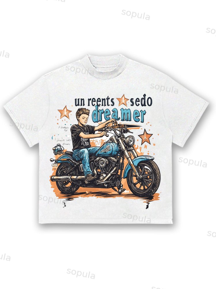 Racing Mission Racing American Retro Pattern Short Sleeve T-shirt - SOPULA