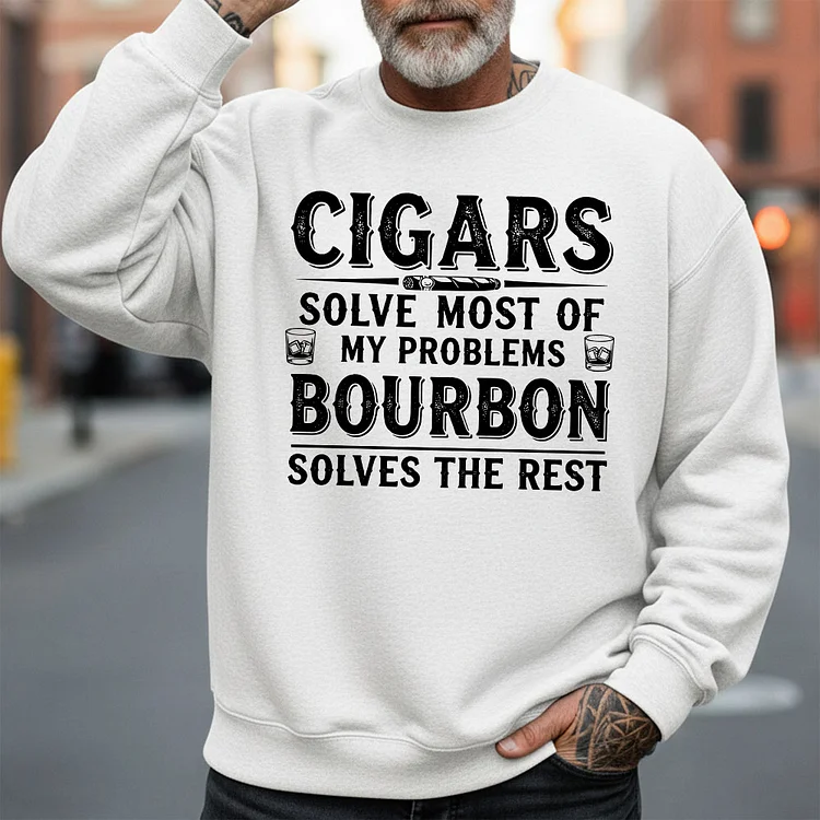 Funny Old-School Cigars & Bourbon Bold Badass Sweatshirt