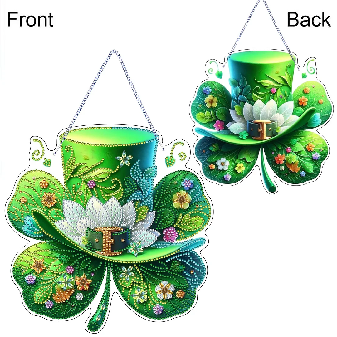 St. Patrick s Day 1 DIY 2D Flat Acrylic Diamond Painting Dots Pendant for Adults