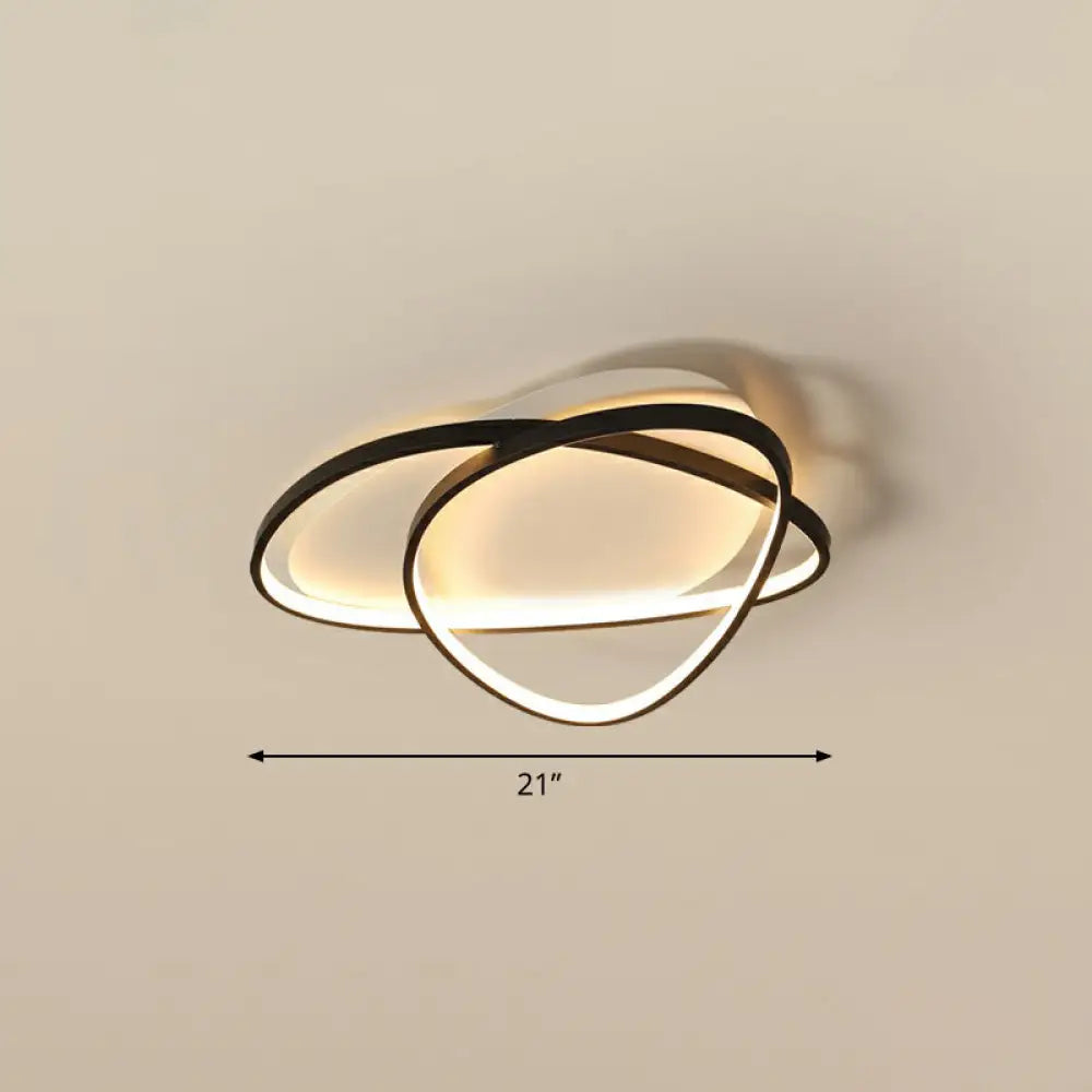 Black Metal Led Flush Ceiling Lamp With Simple Pebblestone Shape - Ideal For Hotel Lighting / 21&rsquo;