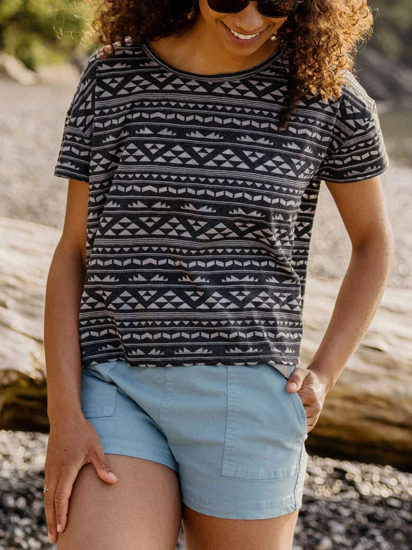 geometric print comfortable round neck ladies short sleeve