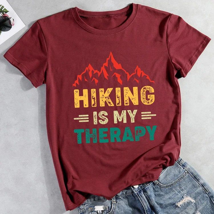 AL™  Hiking is my therapy Hiking Tees -012199-Annaletters