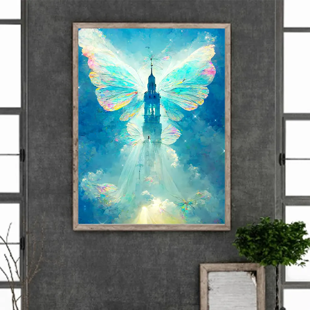 Full Round Diamond Painting 30*40cm - Butterfly Crystal Castle