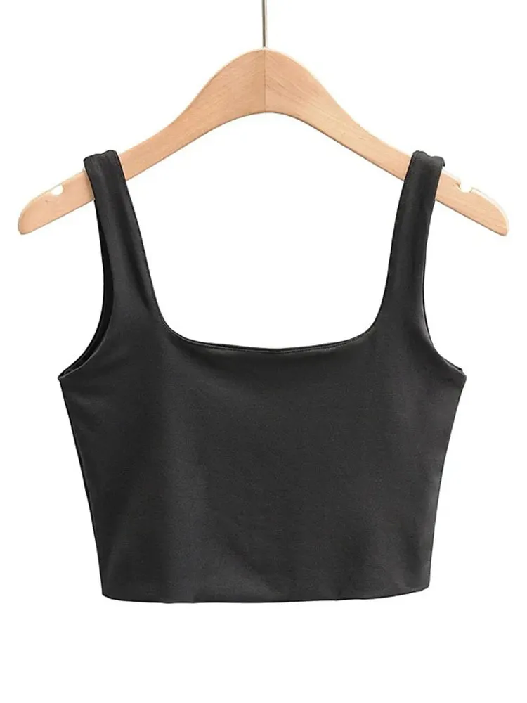 Churchf Churchf Temperament Sexy Back Double Small Vest Summer Women's New Pure Color Versatile Short Sleeveless Jacket