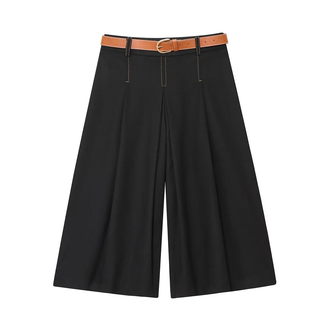 Nigikala Nigikala Crash-Colored Line Straight Vest 8333723 Folding Belt Bermuda Shorts 8288723