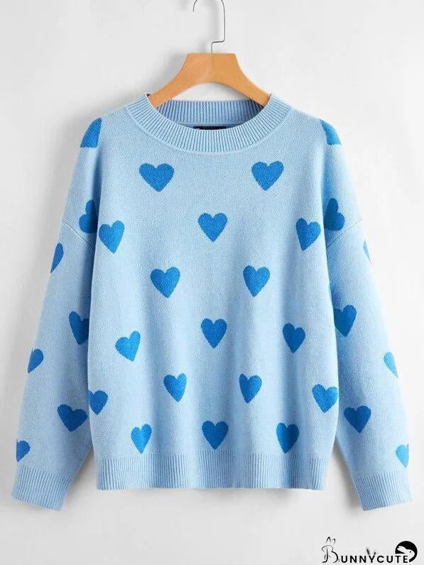 Drop Shoulder Heart Sweater