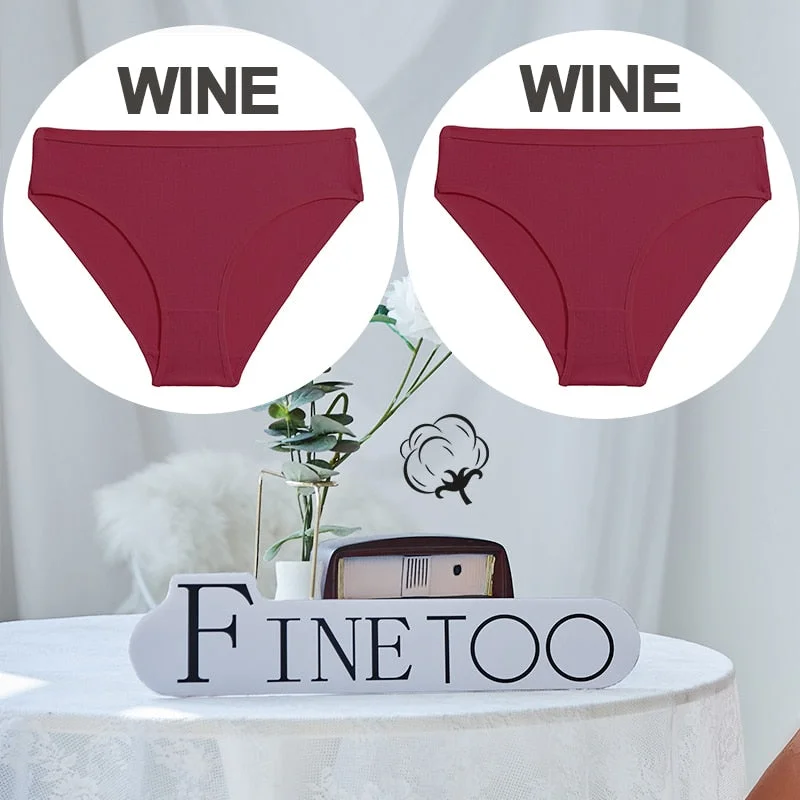 FINETOO 1/2PCS Sexy Panties Women Underwear Cotton Panties Female Underpants Solid Color Soft Woman Briefs M-XL Pantys Lingerie