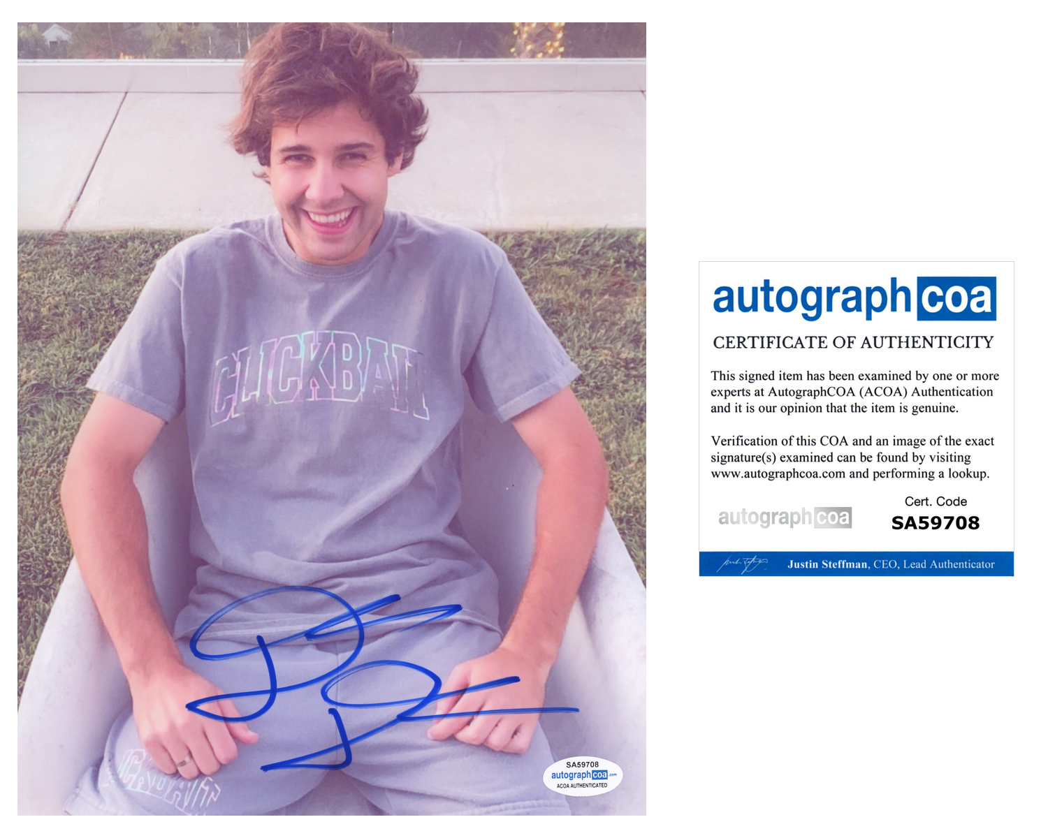 David Dobrik Signed Autographed 8x10 Photo Poster painting YouTube Star ACOA COA