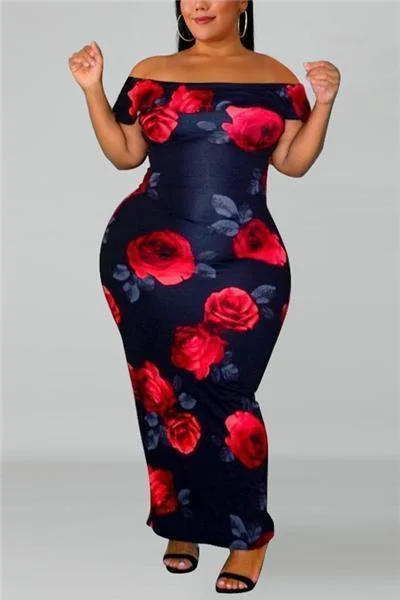 Fashion Rose Printed Dress